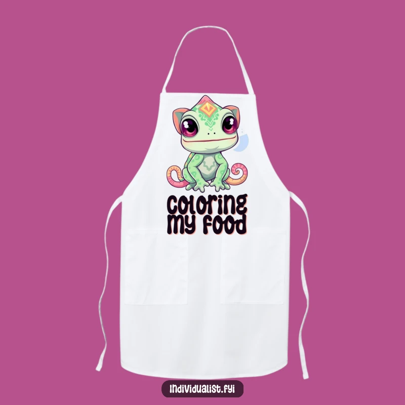 Funny Curious Chameleon Pattern Apron - Vibrant Protection for Creative Cooks