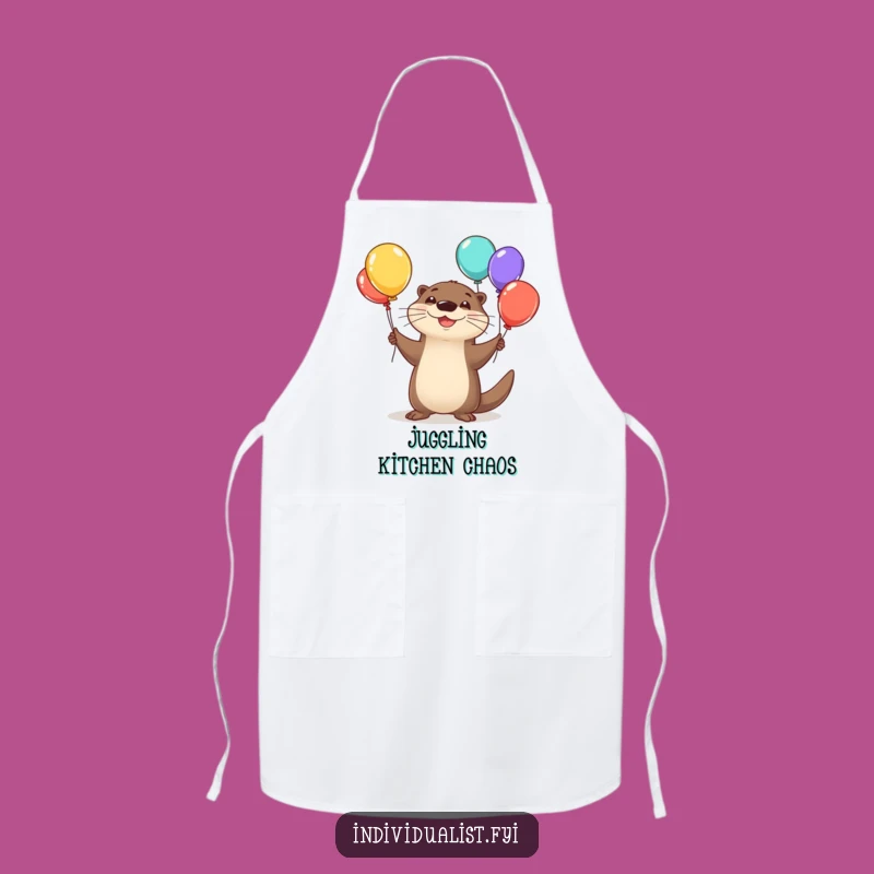 Funny Happy Otter Juggling Apron - Playful Protection for Fun-Loving Cooks