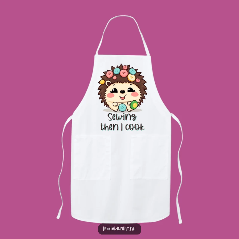 Funny Hedgehog Button Apron: Giggling Kitchen Wear for Cute Cooks and Funny Gifts