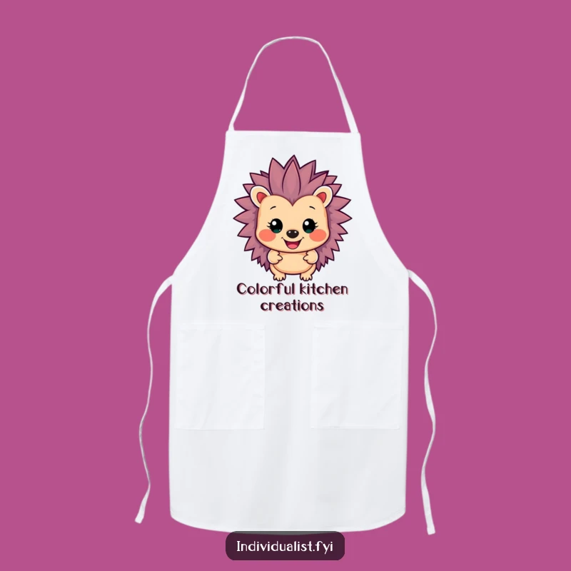 Funny Hedgehog Color Chef Apron - Vibrant Spiky Character Gear