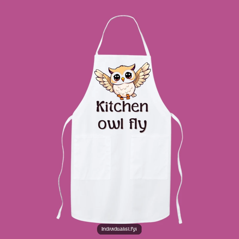 Funny Owl Soaring Apron: Unique Wing Pattern Kitchen Wear, Perfect Funny Gift