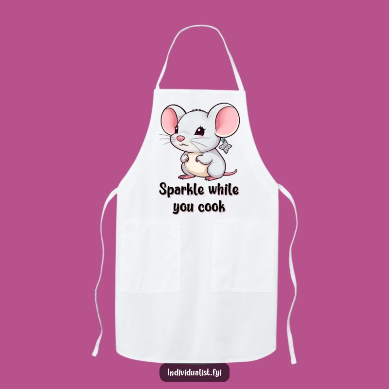 Funny Mouse Sparkly Earring Apron - Chef Critter Fashion Humor Wear