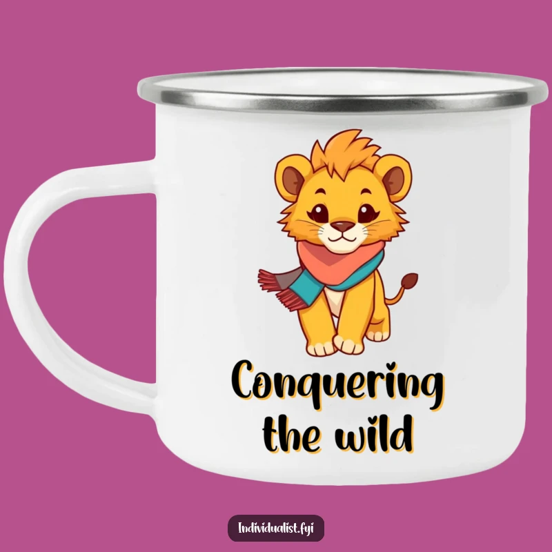 Funny Lion Cub Camping Mug: Tough Cub on Adventure, Hilarious Gift