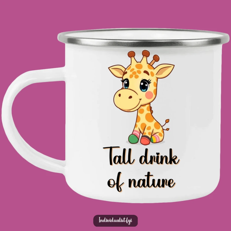 Funny Giraffe Camping Mug: Quirky Giraffe on Adventure, Hilarious Gift