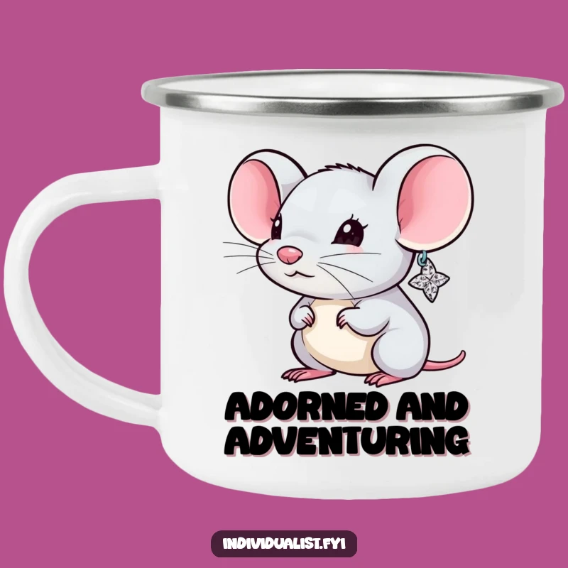 Funny Mouse Sparkly Earring Camping Mug - Outdoor Critter Glam Warmth Gift