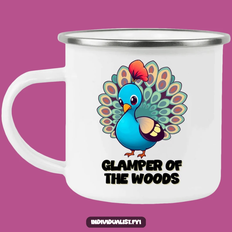 Funny Peacock Strutting Camping Mug: Elegant Adventure with a Proud Bird, Outdoor Gift