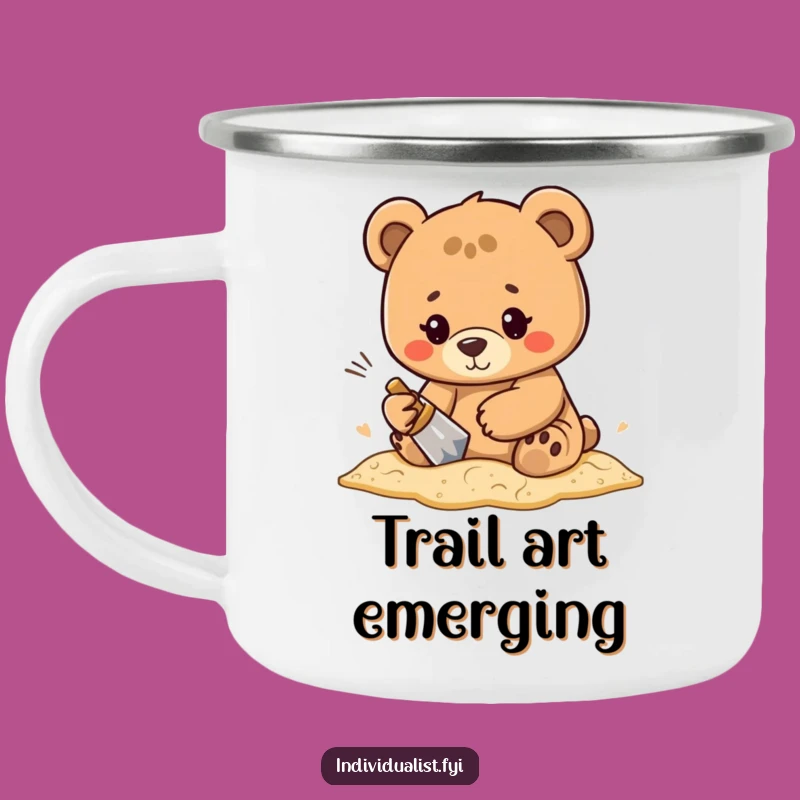 Funny Bear Beach Artist Camping Mug - Outdoor Determined Character Cup