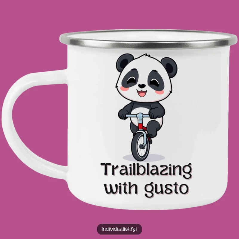 Funny Panda Unicycle Camping Mug: Enjoy Your Drink with Hilarious Style