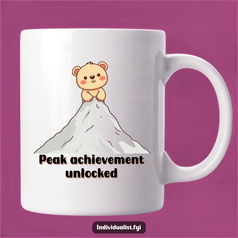 Funny Bear Cub Climbing Mountain Mug: A Cheerful Ascent Gift for Adventure Lovers