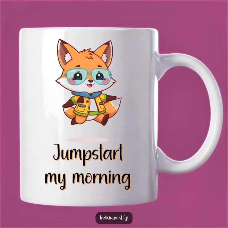 Funny Fox Jump Mug: Lively and Hilarious Gift for Playful Personalities and Animal Enthusiasts