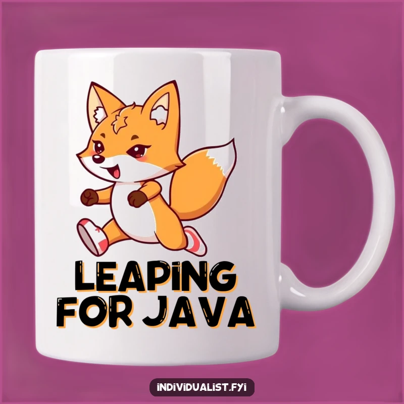 Funny Kawaii Fox Mug: Leaping Flair, Mismatched Socks, Enthusiastic Gift