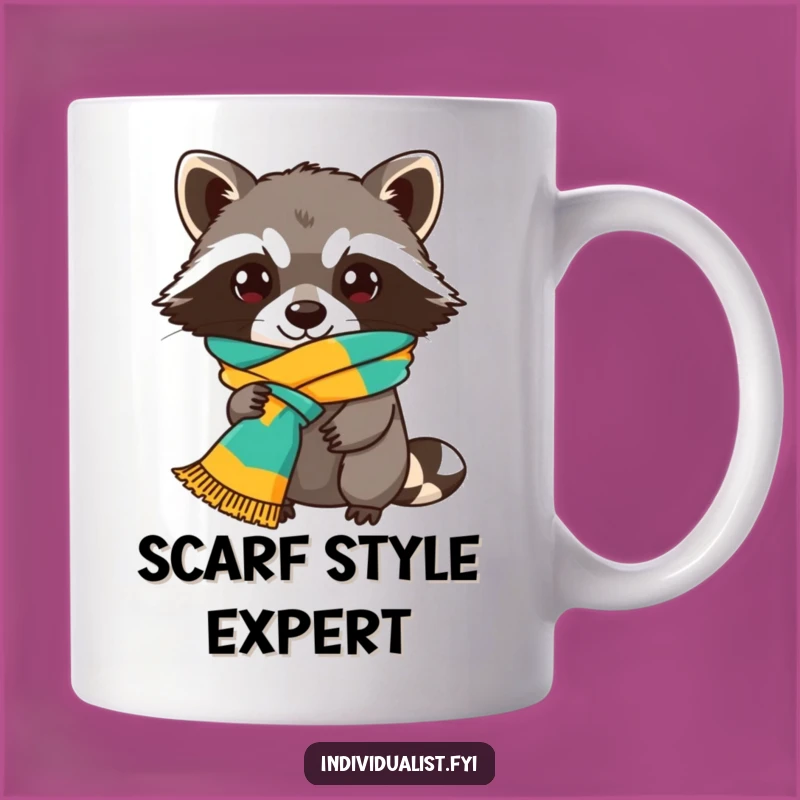 Funny Raccoon Scarf Mug - Playful Bandit Fashion Humor Gift