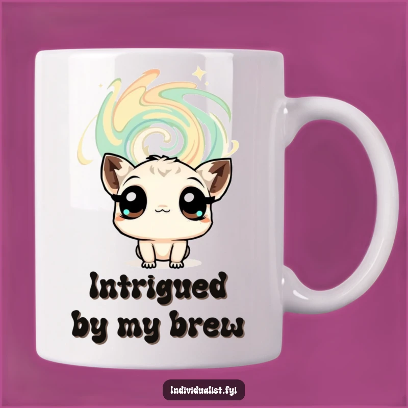 Funny Curious Creature Mug: Wonder-Filled Gaze Design, Perfect Gift for Thinkers!