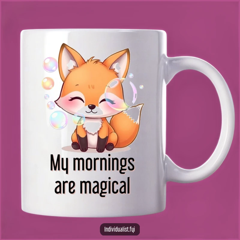 Funny Fox Blowing Iridescent Bubbles Mug - Whimsical Art Gift