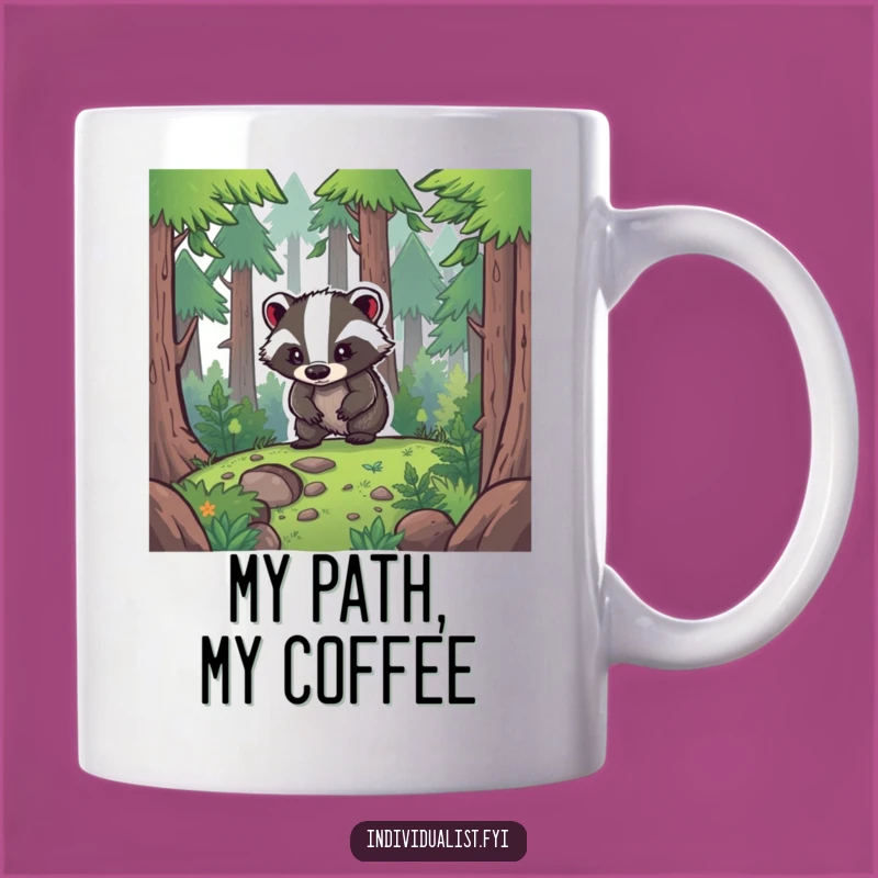 Funny Badger Explorer Mug - Determined Forest Path Gift for Adventurers