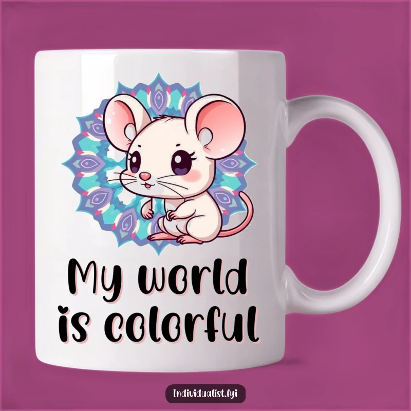 Funny Kawaii Mouse Kaleidoscope Mug - A Curious and Colorful Gift Idea