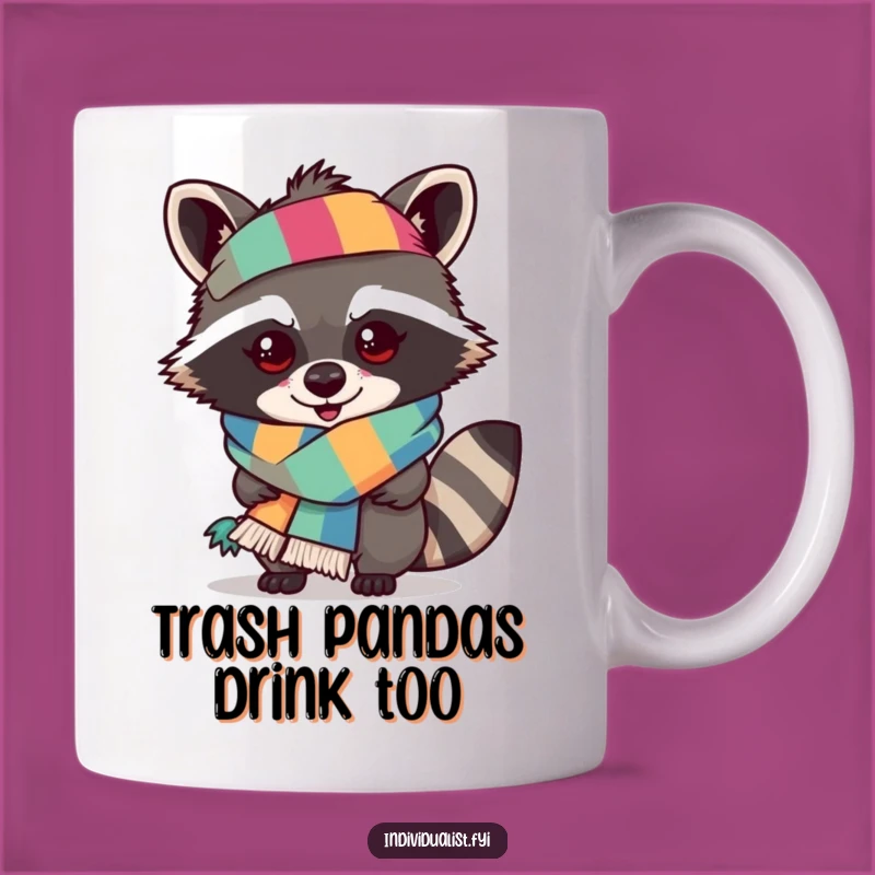 Funny Mischievous Raccoon Scarf Mug - Quirky Gift for Raccoon Lovers
