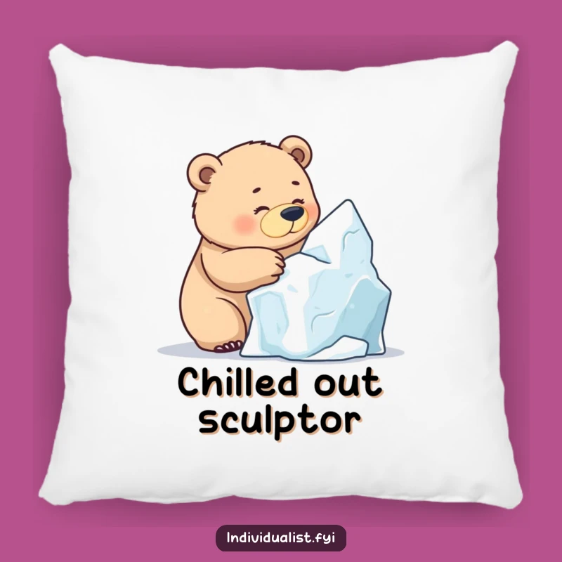 Funny Bear Ice Sculpting Pillow: Cozy Hilarious Winter Accent