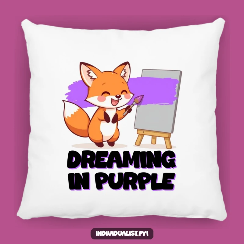 Funny Fox Painting Pillow: Cozy Artistic Comfort, Perfect Humorous Gift