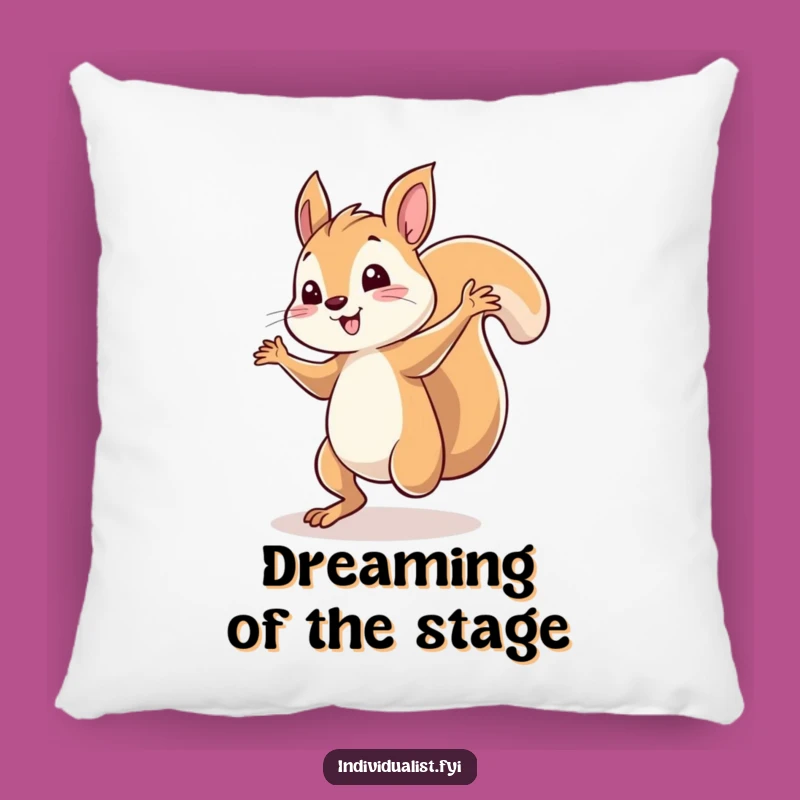 Funny Squirrel Dancing Pillow: Whimsical Spotlight Comfort, Hilarious Home Decor Gift!
