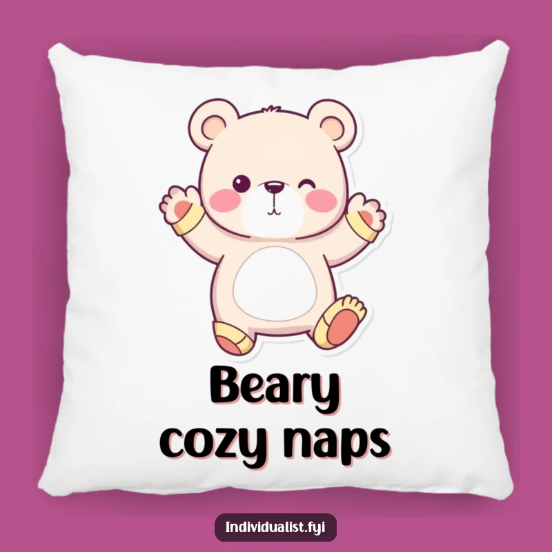 Funny Bear Mismatched Pillow - Whimsical Character, Cozy Quirky Cushion, Unique Accent