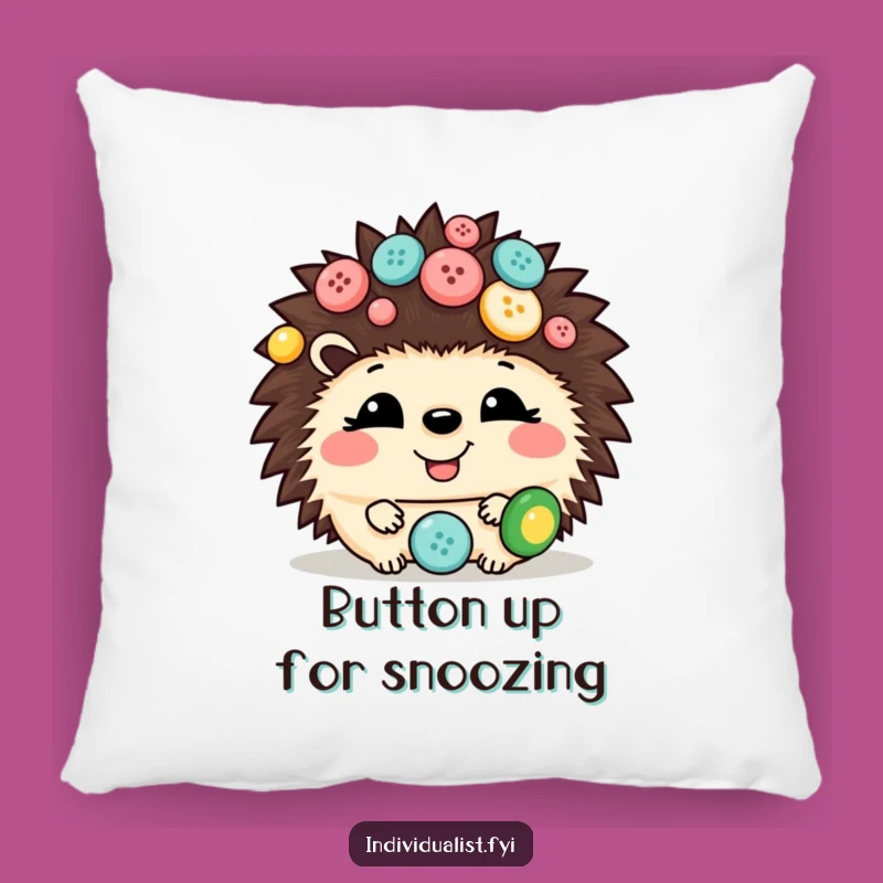 Funny Hedgehog Button Pillow: Giggling Comfort for Cute Animal Lovers and Cozy Gifts
