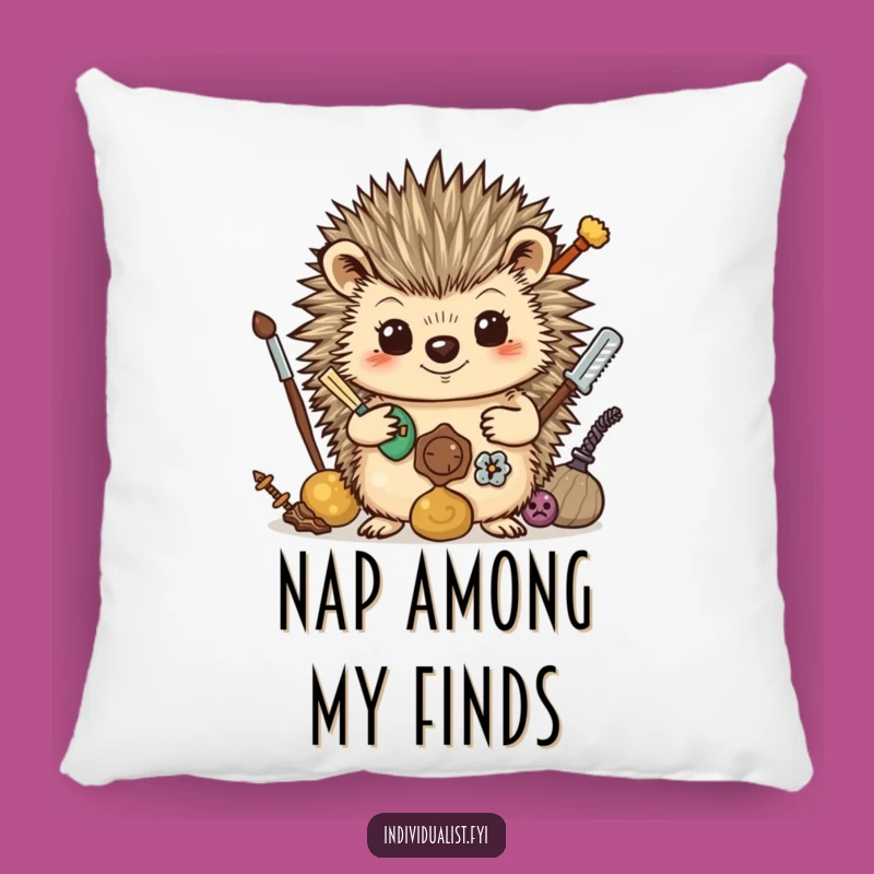 Funny Hedgehog Collector Pillow - Cozy Quirky Decor, Sweet Funny Gift