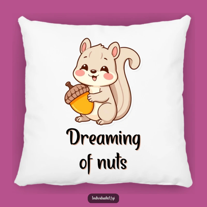 Funny Kawaii Squirrel Pillow: Unique Acorn Comfort, Collector's Decor Gift