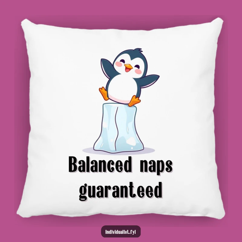 Funny Penguin Pillow: Soft Pillow with Balancing Penguin, Cozy Accent Gift