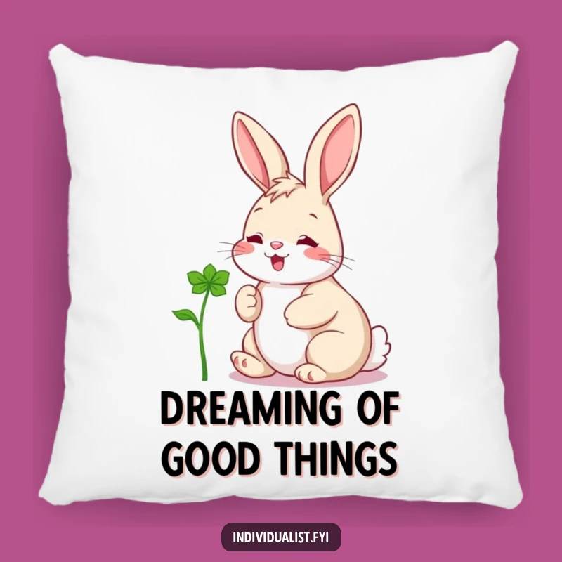 Funny Rabbit Clover Pillow: Cozy Comfort with a Cheerful Hare's Lucky Find - Fun Gift!