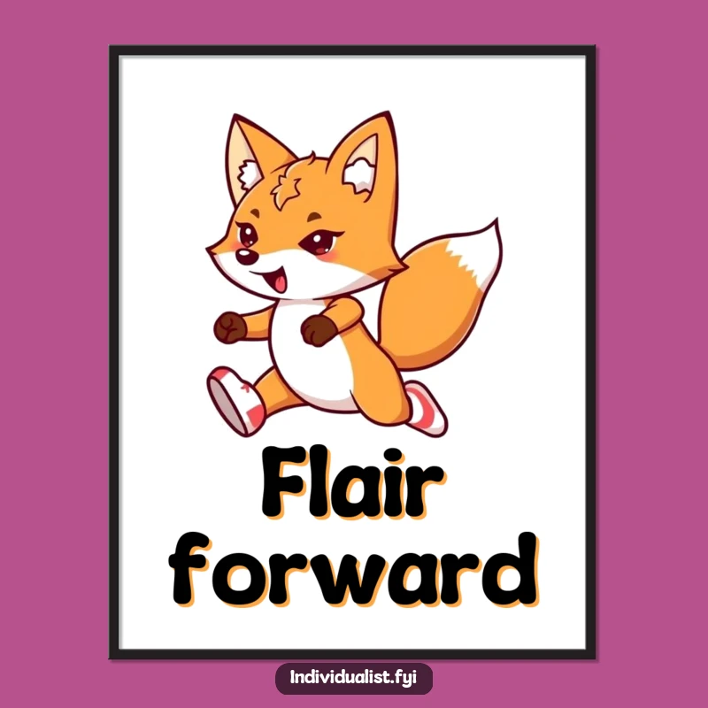 Funny Kawaii Fox Digital Art: Leaping Flair, Mismatched Socks, Instant Energy Gift