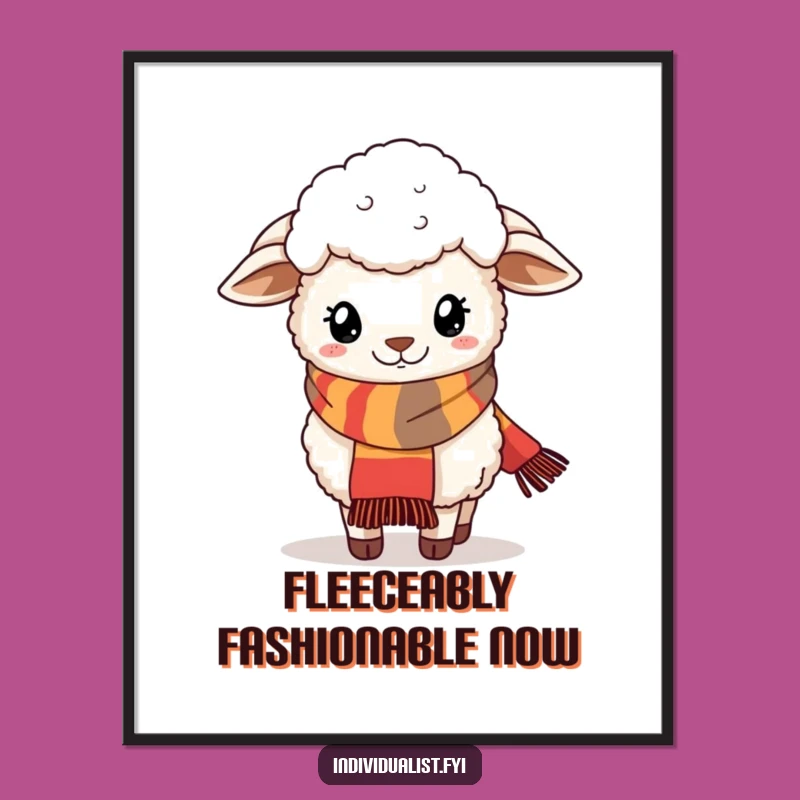 Funny Sheep Scarf Digital Art: Whimsical Fashion for Your Walls