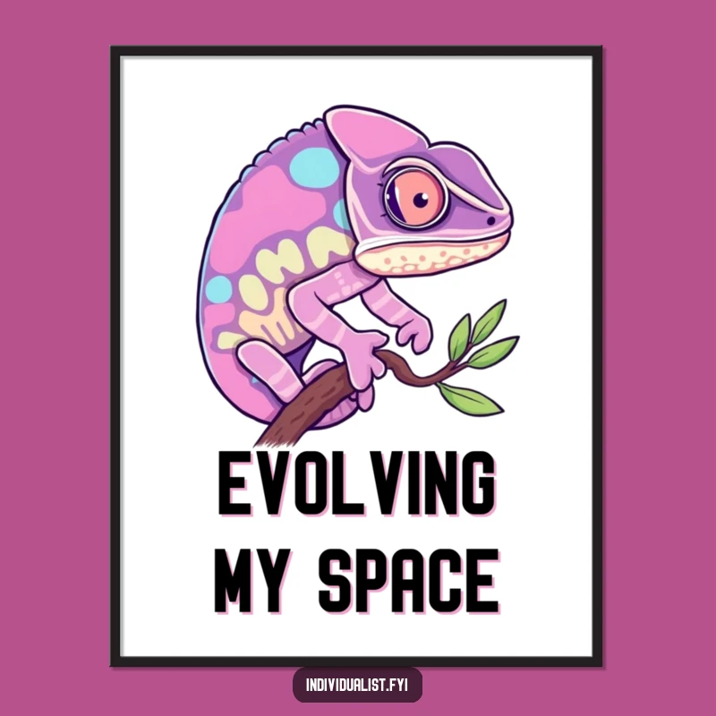 Funny Chameleon Digital Art: Vibrant Hue Chameleon, Instant Download Gift
