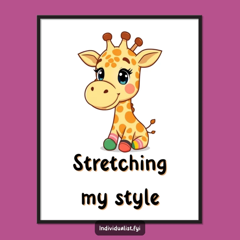 Funny Giraffe Digital Art: Happy Giraffe with Socks, Instant Download Gift