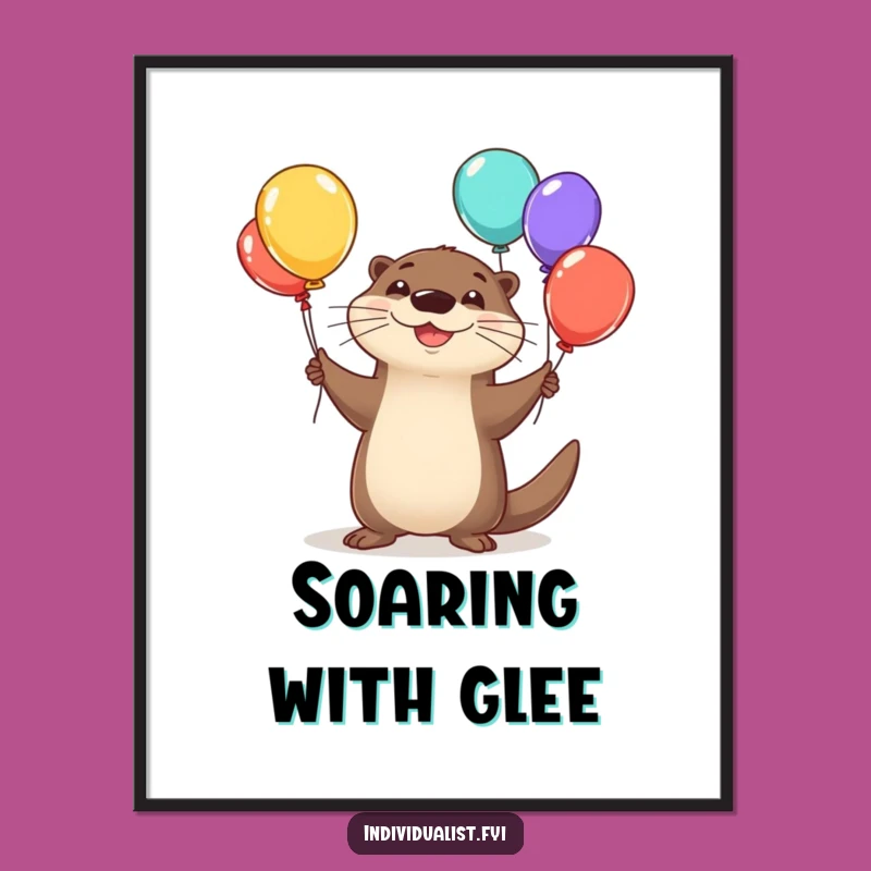 Funny Happy Otter Juggling Digital Print - Whimsical Art for Instant Joy