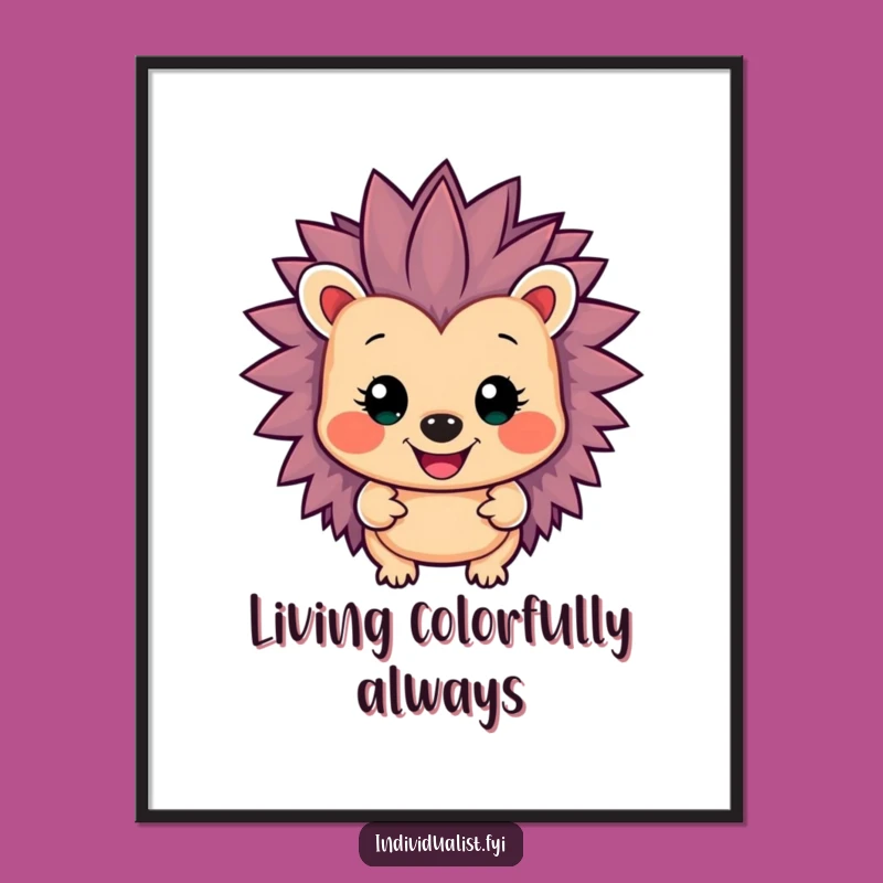Funny Hedgehog Color Digital Print - Instant Character Wall Art