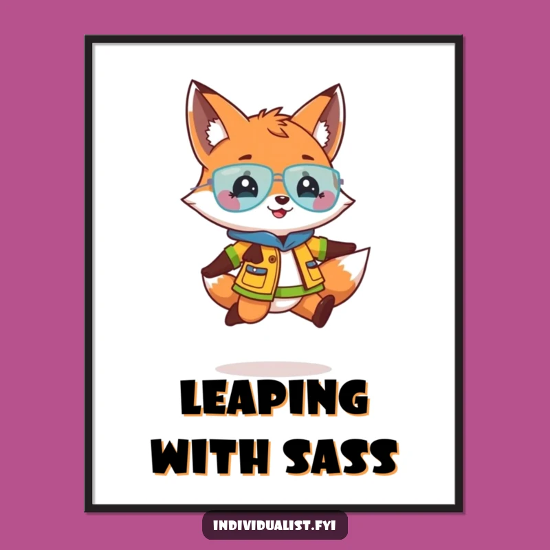 Funny Fox Jump Digital Art Print: Vibrant and Hilarious Decor for a Playful and Cheerful Space