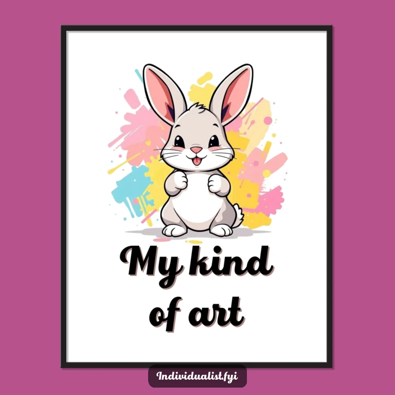 Funny Bunny Artist Digital Art Print: Instant Creative Decor Gift!