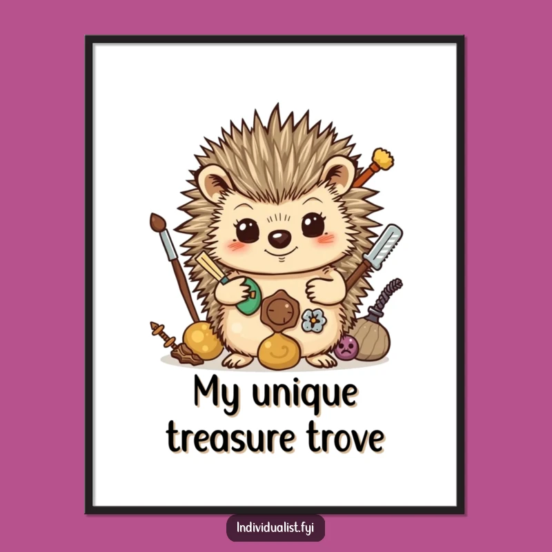 Funny Hedgehog Collector Digital Art - Quirky Instant Download, Perfect Funny Gift