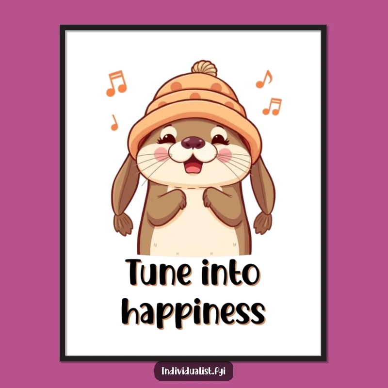 Funny Otter Hat Digital Art Print: Instant Cheerful Decor Gift!