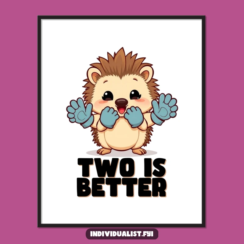 Funny Hedgehog Mismatched Gloves Digital Print: Instant Joyful Decor