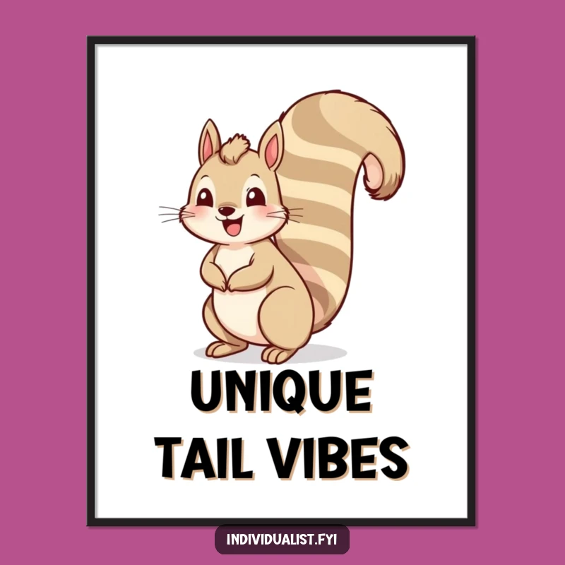 Funny Squirrel Tail Digital Art Print: Tall Striped Wall Decor and Cheerful Gift