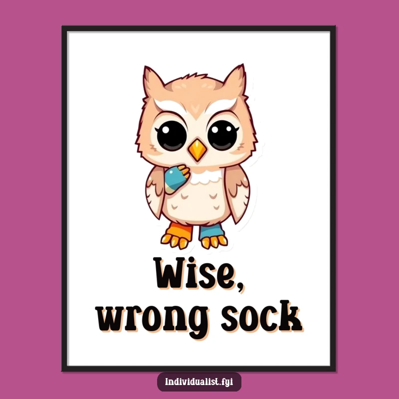 Funny Owl Sock Digital Art Print: Quirky and Hilarious Decor for a Thoughtful and Unique Space