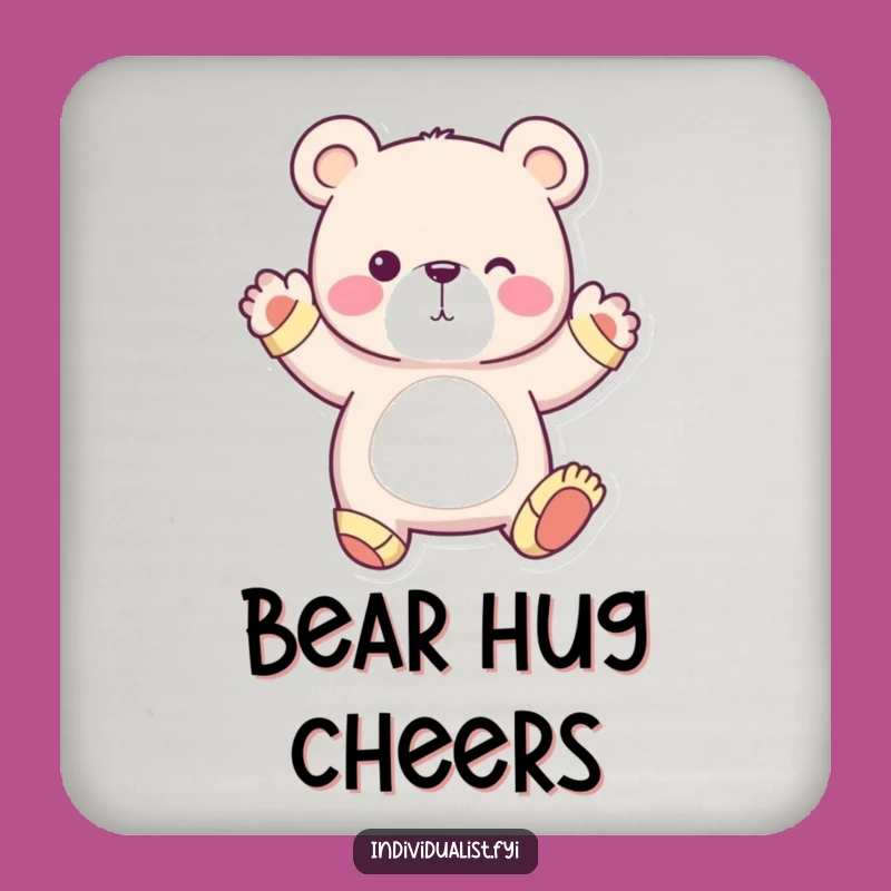 Funny Bear Quirky Coaster - Whimsical Character, Unique Surface Protection, Fun Gift