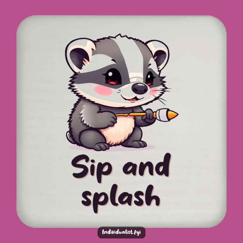 Funny Badger Artist Drink Coaster Set - Protect Surfaces with Colorful Flair