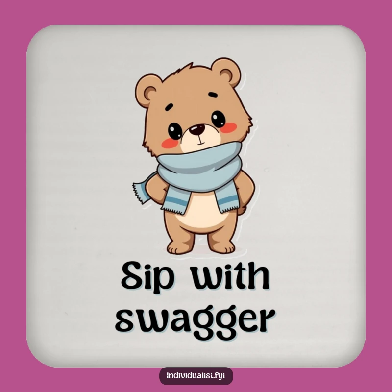Funny Bear Cub Scarf Drink Coasters: Stylish and Hilarious Protection for Your Surfaces