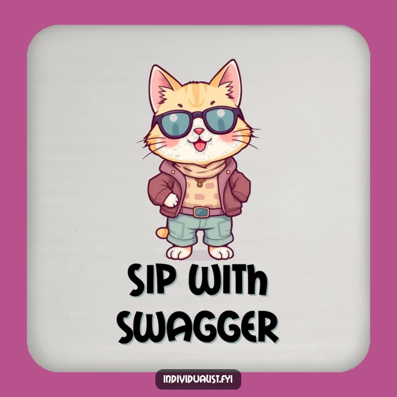 Funny Cat Mismatched Clothes Coaster: Protect Surfaces Funnily Gift!
