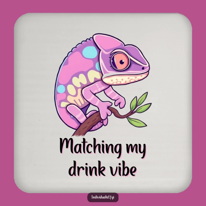 Funny Chameleon Coaster: Protect Surfaces with Vibrant Chameleon, Cute Gift