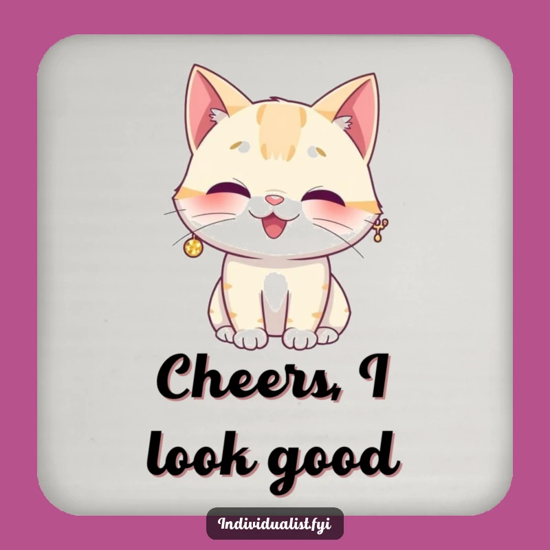 Funny Giggling Cat Sparkly Earring Coaster - Protect Surfaces with Style