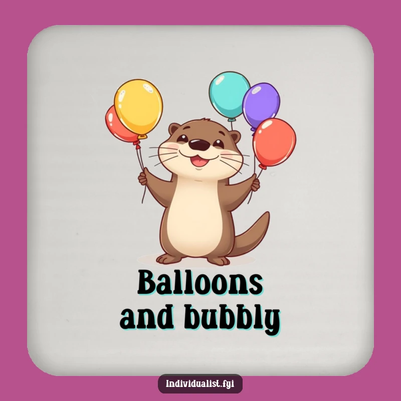 Funny Happy Otter Juggling Coaster - Protect Surfaces with Playful Charm